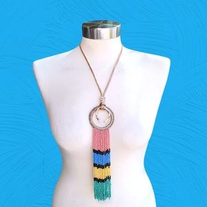 Handmade Beaded Long Statement Necklace